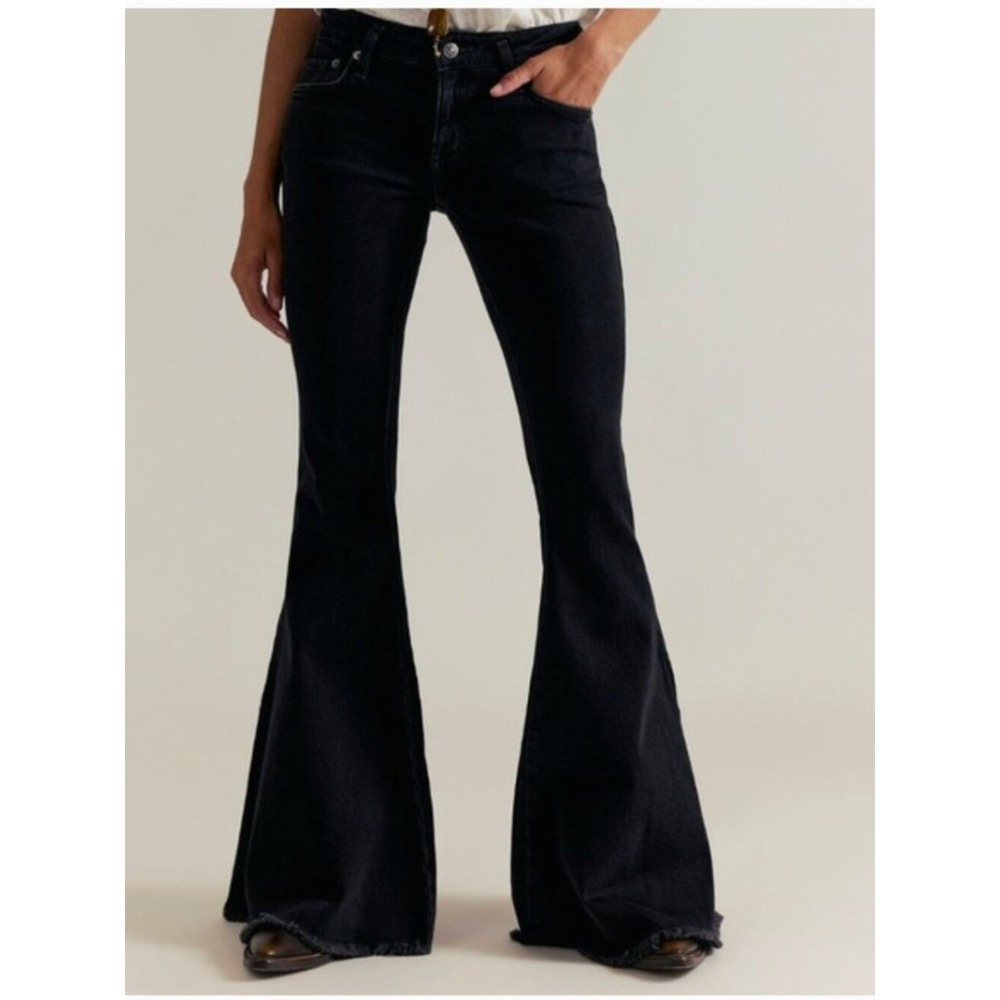 We The Free Emre Flare Low-Rise Bell Bottom Jeans in Black Orchid Size 25